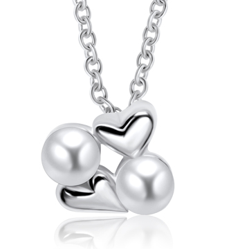 Heart Designed With Pearl Silver Necklace SPE-3316